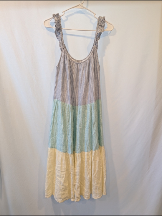 Rails Dresses & Skirts - Rails Striped Tiered Linen Maxi Dress in Blue, Mint and yellow oversized luxury